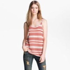 Rag n Bone Jean Coral and White Knit tank